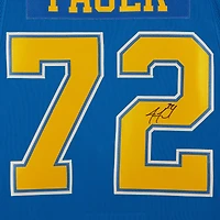 Maillot authentique Adidas alternatif bleu autographié par Justin Faulk des St. Louis Blues