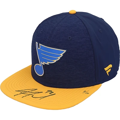 Casquette Snapback bleue autographiée Justin Faulk St. Louis Blues - Édition limitée à 20 exemplaires