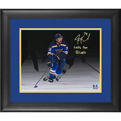Photographie encadrée autographiée de Justin Faulk St. Louis Blues 11" x 14 " avec inscription " Let's Go Blues " - Édition limitée à 20 exemplaires
