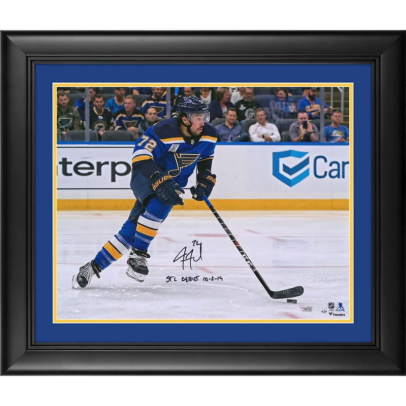 Justin Faulk St. Louis Blues Framed Autographed 16" x 20" Opening Night Photograph with "STL Debut 10/2/19" Inscription - Limited Edition of 19
