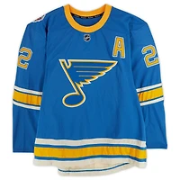 Maillot Reebok bleu n° 22 de Kevin Shattenkirk (Blues de St. Louis) porté à l'entraînement lors du match contre les Blackhawks de Chicago le 2 janvier 2017 - Classique hivernale de la LNH - Porté pendant l'échauffement