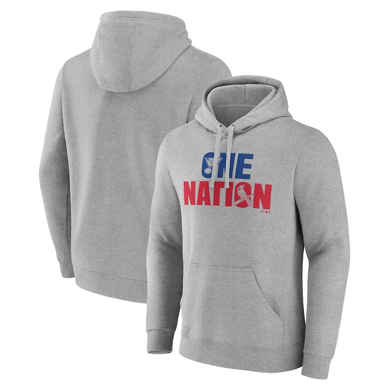 Men's Fanatics  Gray St. Louis Blues Cardinals One Nation Pullover Hoodie