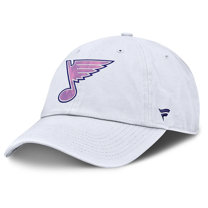 Men's Fanatics  White St. Louis Blues Authentic Pro Hockey Fights Cancer Adjustable Hat