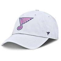 Men's Fanatics  White St. Louis Blues Authentic Pro Hockey Fights Cancer Adjustable Hat