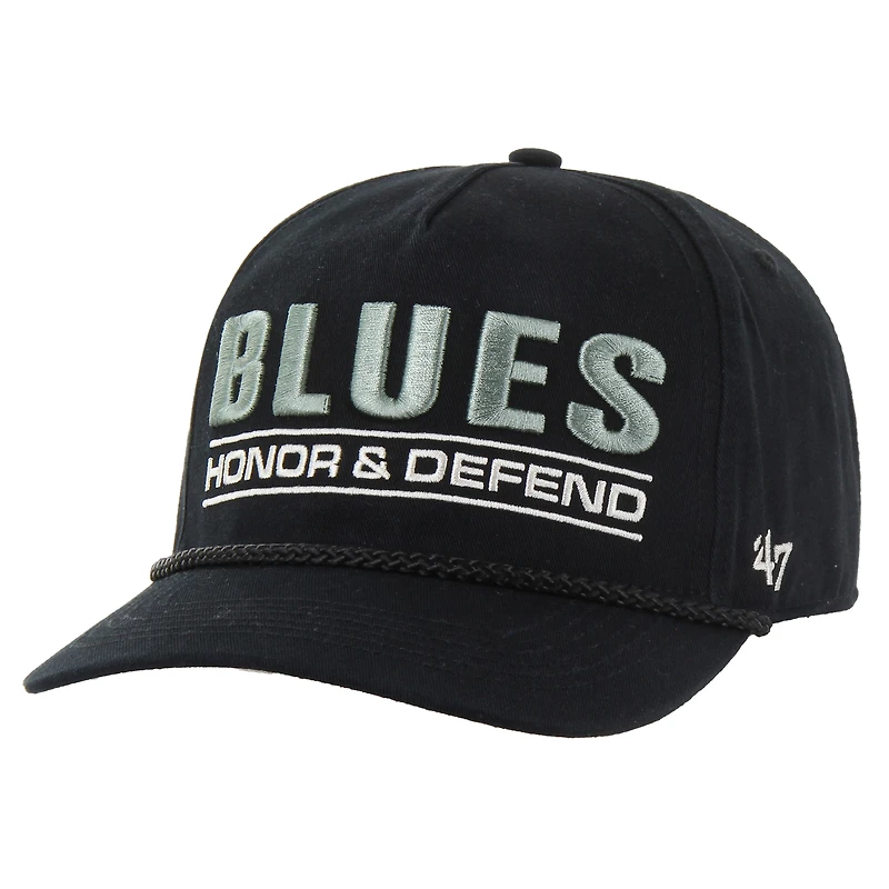 Casquette ajustable Hitch pour homme '47 Black St. Louis Blues OHT Military Appreciation Homeland Honor and Defend