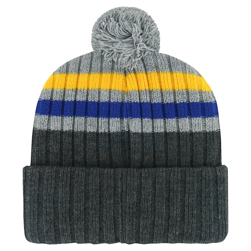 Bonnet en tricot à revers avec patch St. Louis Blues Stack '47 gris pour hommes avec pompon