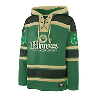 Men's '47  Kelly Green St. Louis Blues Patrick's Day McLucky Superior Lacer Pullover Hoodie
