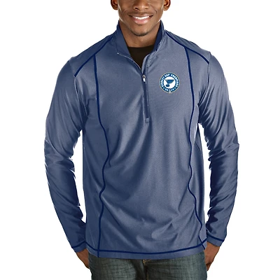 Men's Antigua Royal/Heather Gray St. Louis Blues 2019 Stanley Cup Champions Tempo Quarter-Zip Pullover Jacket