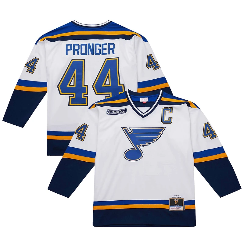 Maillot de jeu puissance blanc Chris Pronger des Blues St. Louis 1999-2000 pour homme