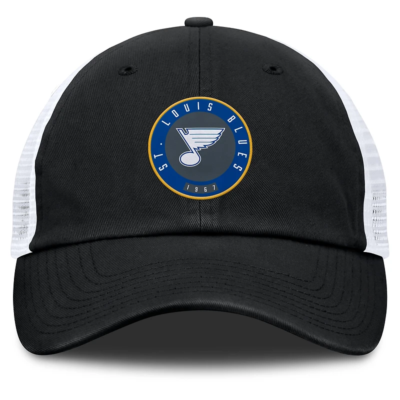 Casquette ajustable Averie Trucker noire/blanche pour hommes de la marque Fanatics des Blues de St. Louis