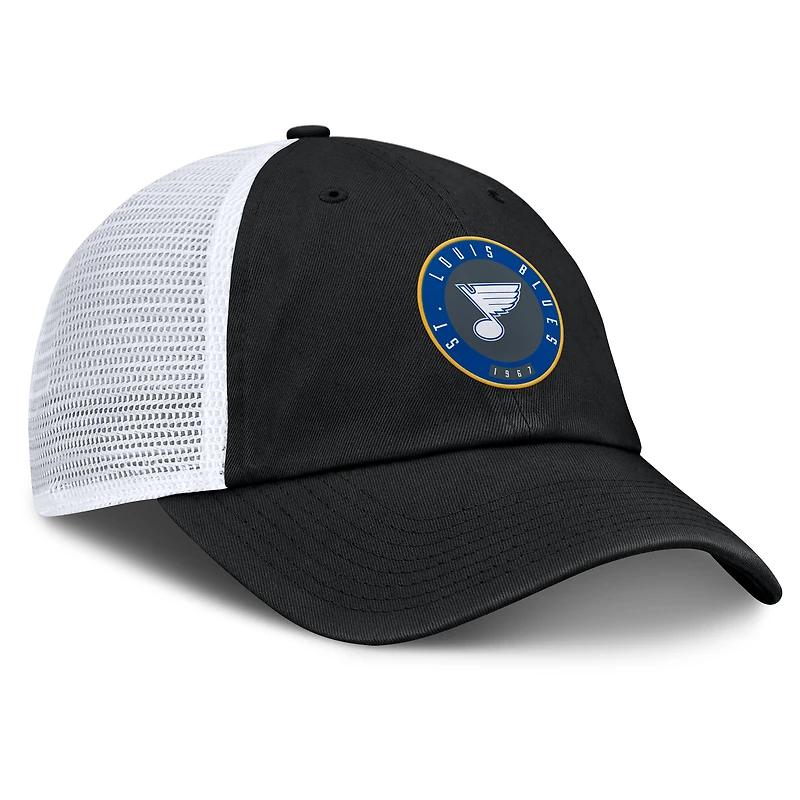 Casquette ajustable Averie Trucker noire/blanche pour hommes de la marque Fanatics des Blues de St. Louis