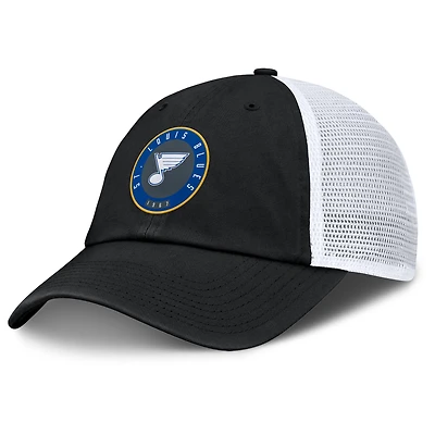 Casquette ajustable Averie Trucker noire/blanche pour hommes de la marque Fanatics des Blues de St. Louis