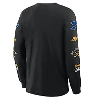 T-shirt à manches longues Fanatics pour homme, noir, avec logo des Blues de St. Louis, en boîte