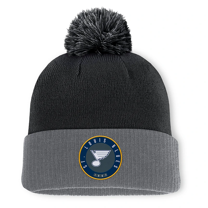 Bonnet en tricot à revers avec pompon Fanatics Black St. Louis Blues pour hommes