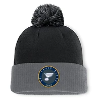Bonnet en tricot à revers avec pompon Fanatics Black St. Louis Blues pour hommes