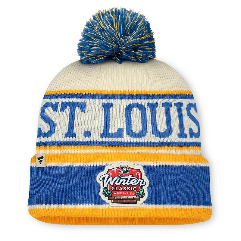 Men's Fanatics Blue/Cream St. Louis Blues 2025 NHL Winter Classic Cuffed Knit Hat with Pom