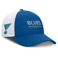 Men's Fanatics Blue/White St. Louis Blues Authentic Pro Rink Lockup Adjustable Trucker Hat
