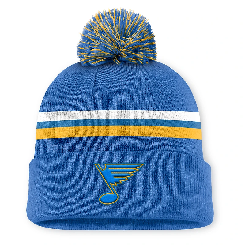 Bonnet en tricot à revers et pompon authentique Pro Rink des Blues de Saint-Louis pour homme
