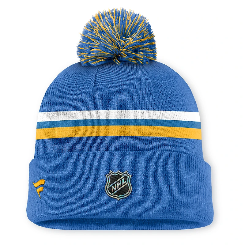 Bonnet en tricot à revers et pompon authentique Pro Rink des Blues de Saint-Louis pour homme