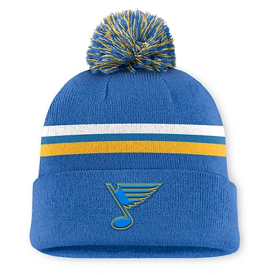 Bonnet en tricot à revers et pompon authentique Pro Rink des Blues de Saint-Louis pour homme