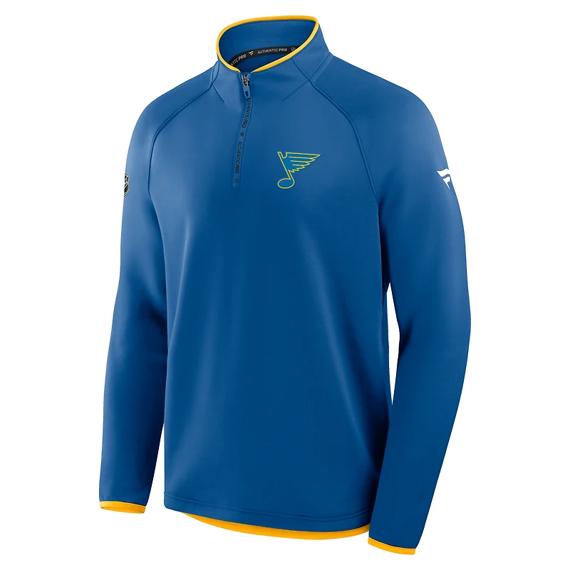 Men's Fanatics Blue St. Louis Blues Authentic Pro Rink Raglan Quarter-Zip Pullover
