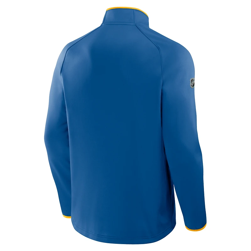 Pull-over raglan à quart de zip bleu St. Louis Blues Authentic Pro Rink pour homme
