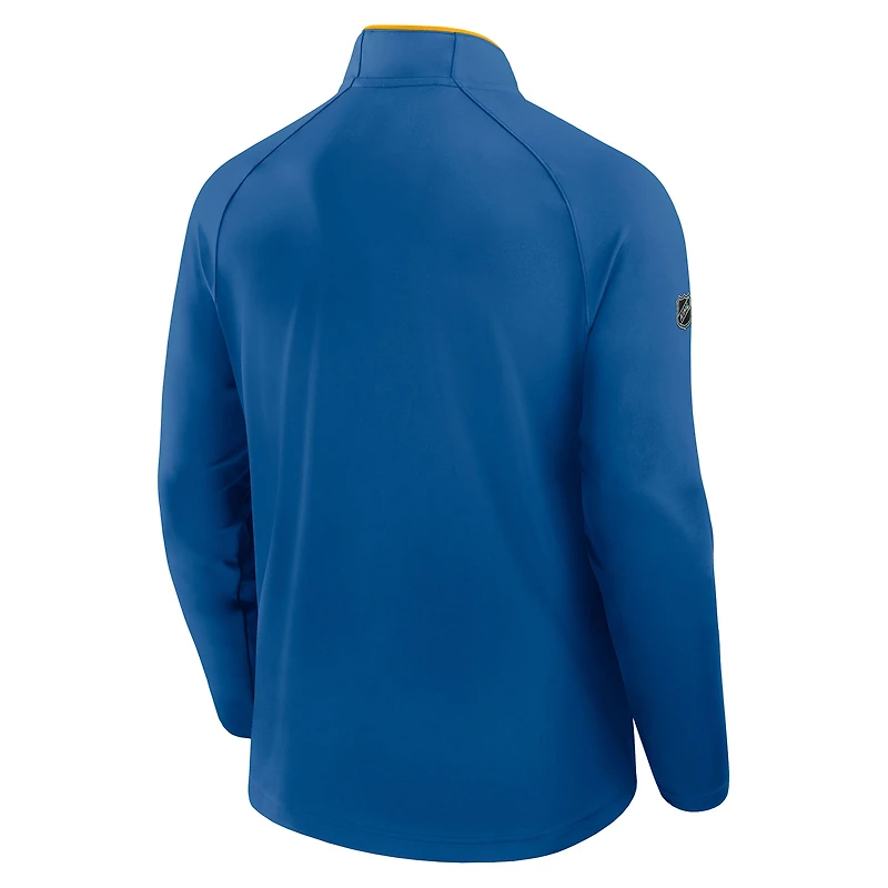 Pull d'entraînement à quart de zip Fanatics Blue Authentic Pro Rink des Blues Saint-Louis pour homme