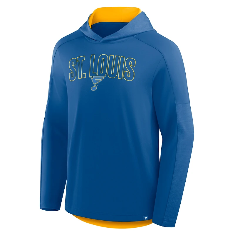 Men's Fanatics Blue St. Louis Blues Penalty Shot Long Sleeve Hooded T-Shirt