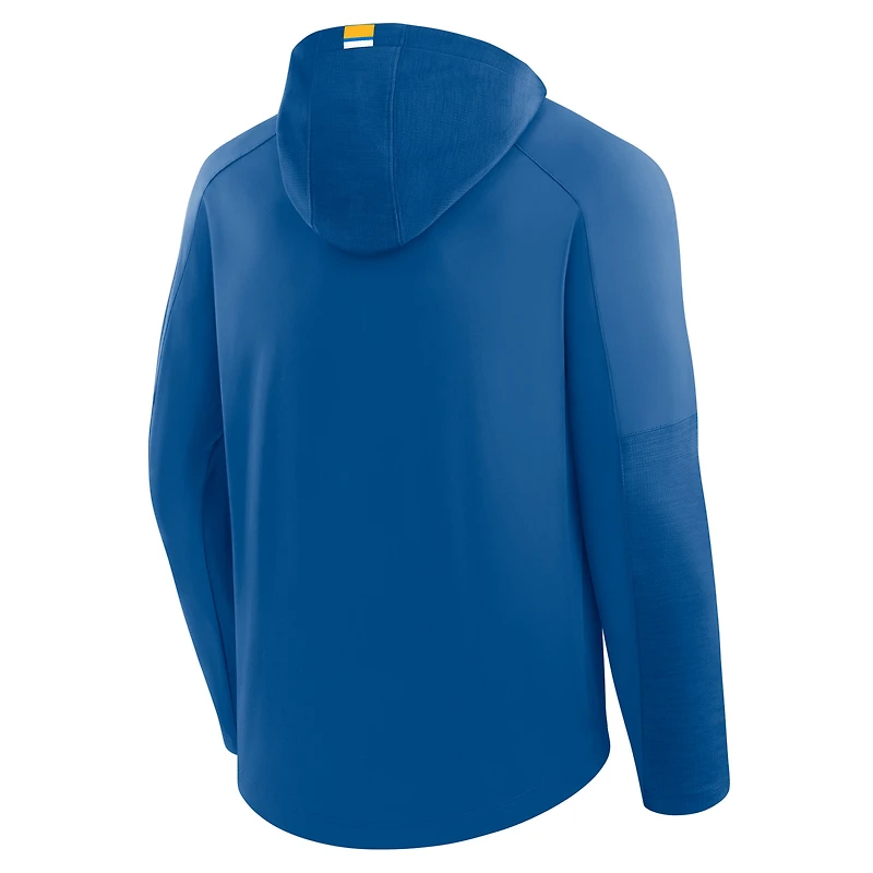 T-shirt à capuche manches longues bleu Fanatics pour homme, motif tir de pénalité des Blues Saint-Louis
