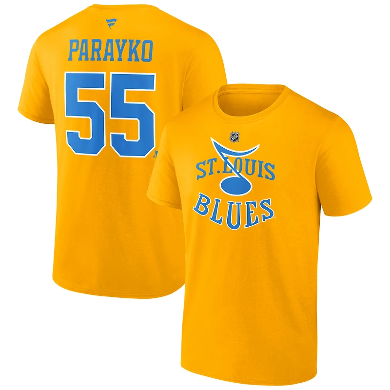 Men's Fanatics Colton Parayko Gold St. Louis Blues Special Edition 2.0 Name & Number T-Shirt