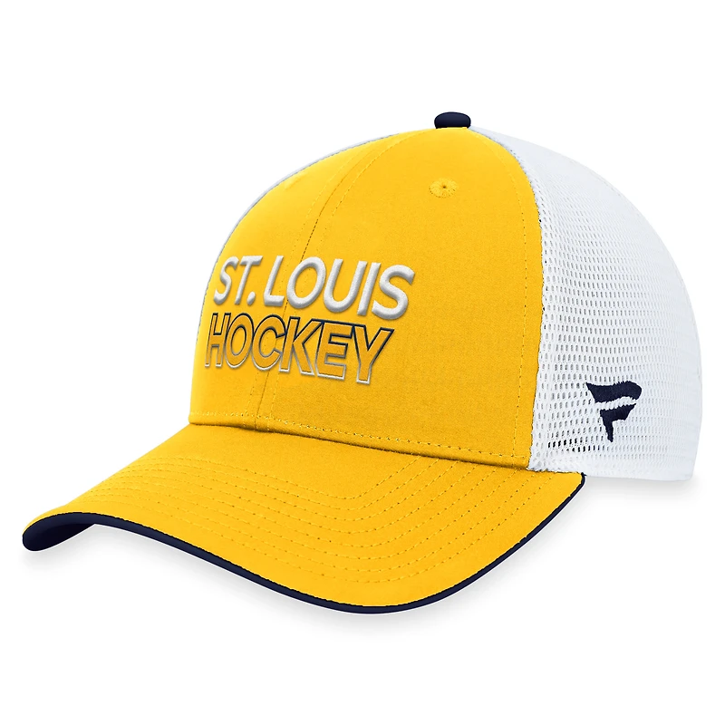 Casquette réglable Fanatics Gold St. Louis Blues Authentic Pro Rink Trucker pour hommes