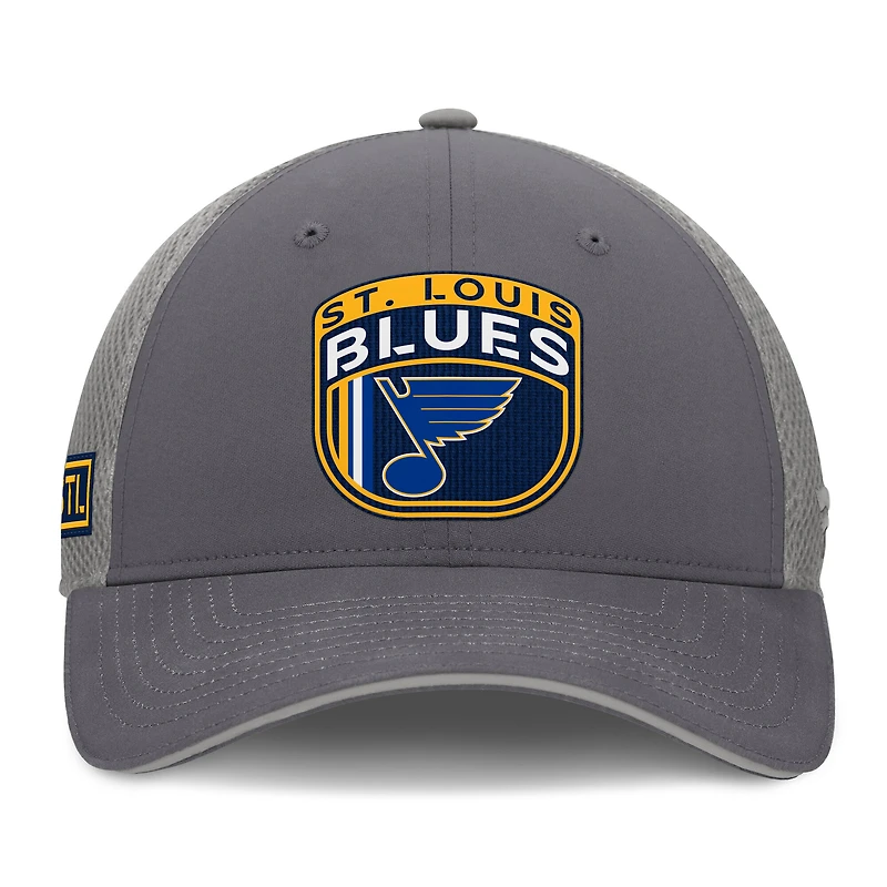 Men's Fanatics Gray St. Louis Blues Authentic Pro Home Ice Trucker Adjustable Hat