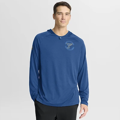 Men's Fanatics Heather Blue St. Louis Blues Authentic Pro Rink Raglan Hoodie