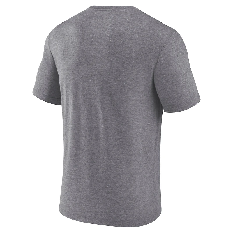 T-shirt tri-blend Fanatics Heather Charcoal pour homme des Blues de St. Louis, éliminatoires la Coupe Stanley 2025, avec barre transversale