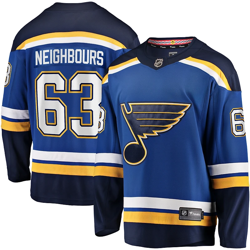 Fanatics pour hommes Jake Neighbours bleu St. Louis Blues Home Premier Breakaway Player - Maillot