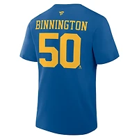 Men's Fanatics Jordan Binnington Blue St. Louis Blues Authentic Stack Name & Number T-Shirt