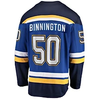 Fanatics Jordan Binnington pour hommes, maillot bleu St. Louis Blues Breakaway Home