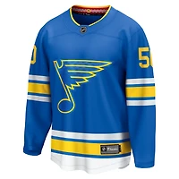 Maillot Jordan Binnington bleu des St. Louis Blues pour homme, équipe d'échappée à domicile