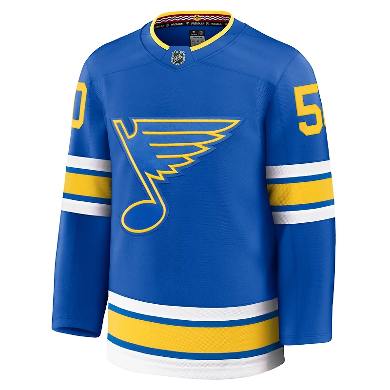 Maillot Jordan Binnington bleu domicile des Blues de Saint-Louis pour homme