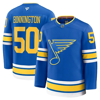 Maillot Jordan Binnington bleu domicile des Blues de Saint-Louis pour homme