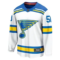 Maillot Jordan Binnington blanc pour homme, équipe de St. Louis Blues, dissidente à l'extérieur