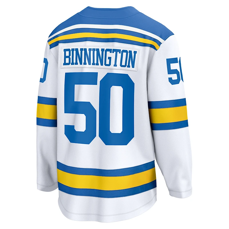 Maillot Jordan Binnington blanc pour homme, équipe de St. Louis Blues, dissidente à l'extérieur