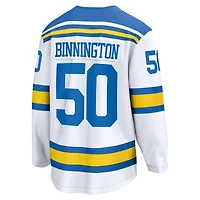 Maillot Jordan Binnington blanc pour homme, équipe de St. Louis Blues, dissidente à l'extérieur