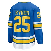 Maillot domicile Jordan Kyrou bleu St. Louis Blues pour homme, modèle Breakaway, de la marque Fanatics.