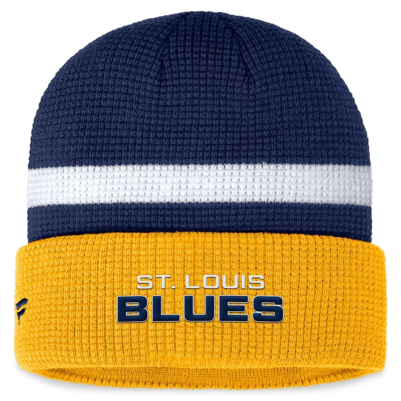 Bonnet en tricot à revers fondamental St. Louis Blues Fanatics bleu marine/or pour hommes