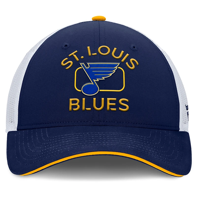 Casquette de camionneur authentique Pro Rink des Blues de St. Louis pour hommes Fanatics bleu marine/blanc