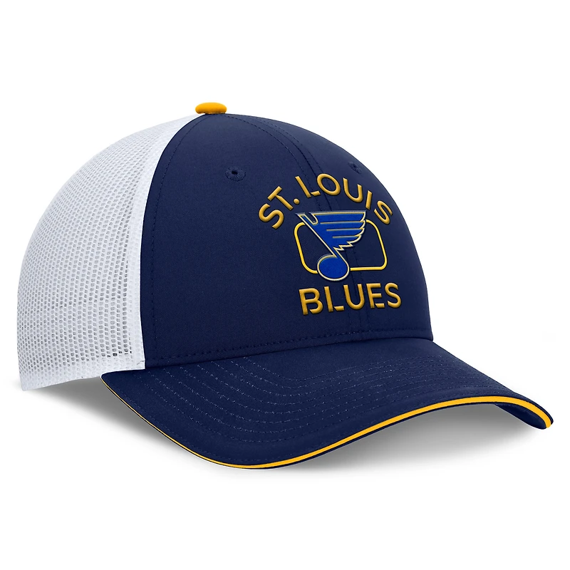 Casquette de camionneur authentique Pro Rink des Blues de St. Louis pour hommes Fanatics bleu marine/blanc