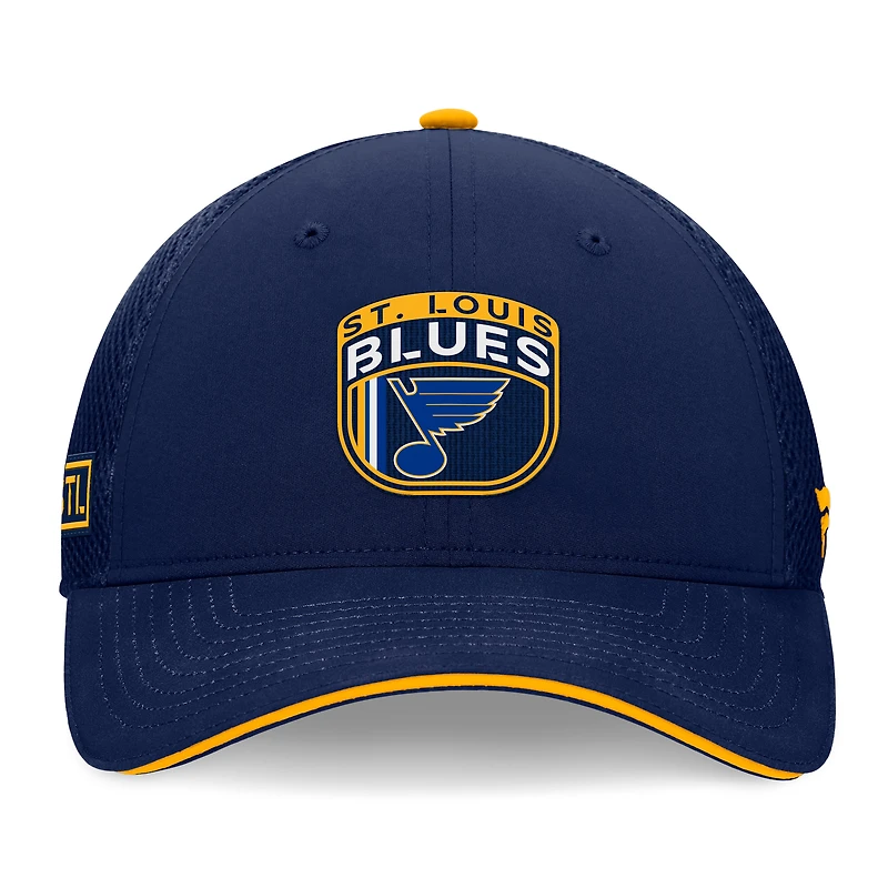 Men's Fanatics Navy St. Louis Blues 2024 NHL Draft On Stage Trucker Adjustable Hat