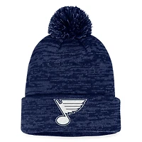 Bonnet en tricot à revers fondamental Fanatics Navy St. Louis Blues pour hommes avec pompon