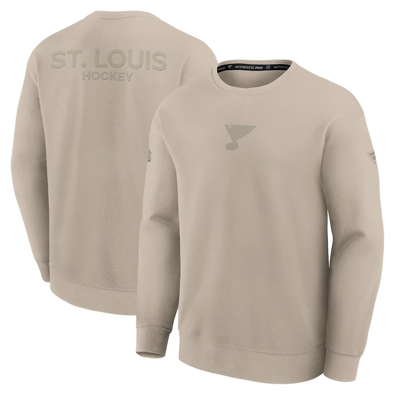 Men's Fanatics Tan St. Louis Blues Authentic Pro Road Tri-Blend Sweatshirt